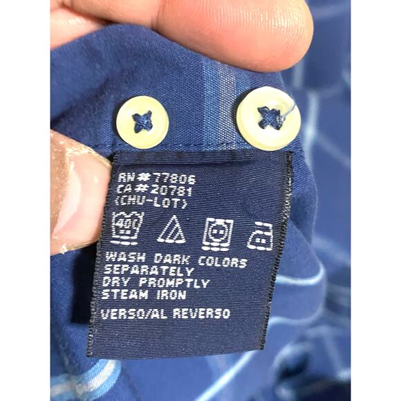 Tommy Hilfiger Blue Gray Plaid Button Shirt Pocket Logo Mens XL Vintage 2003 Y2K - Picture 7 of 7